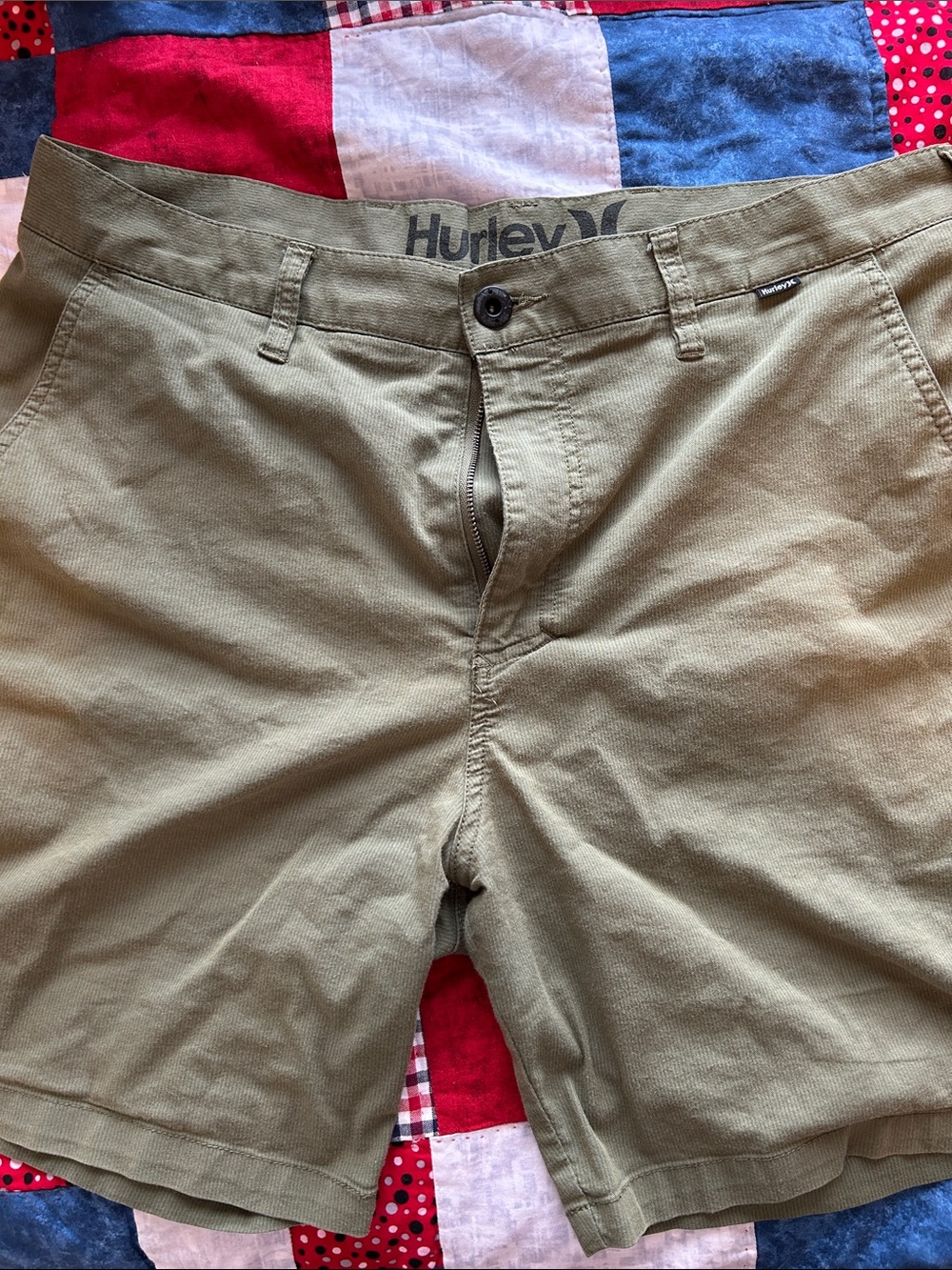Hurley Olive Green Flat Front Men's Shorts